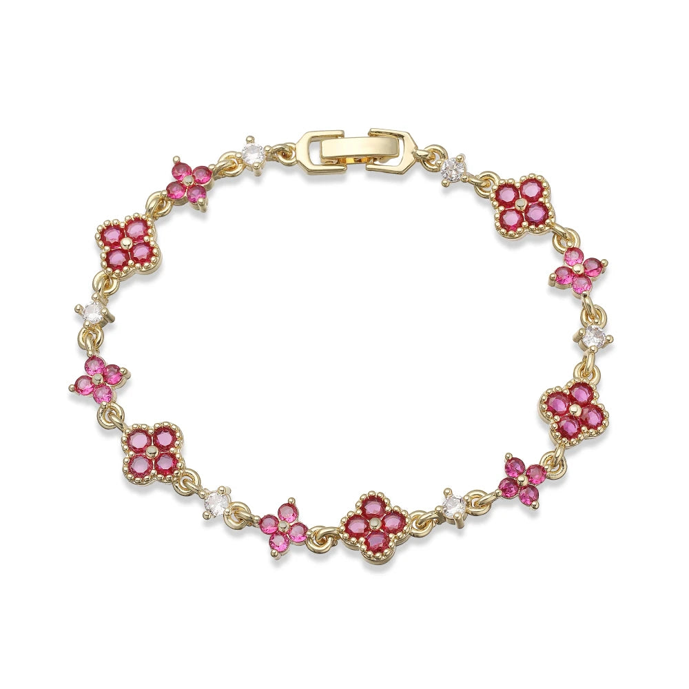 Clover CZ Stone Pendant Bracelet