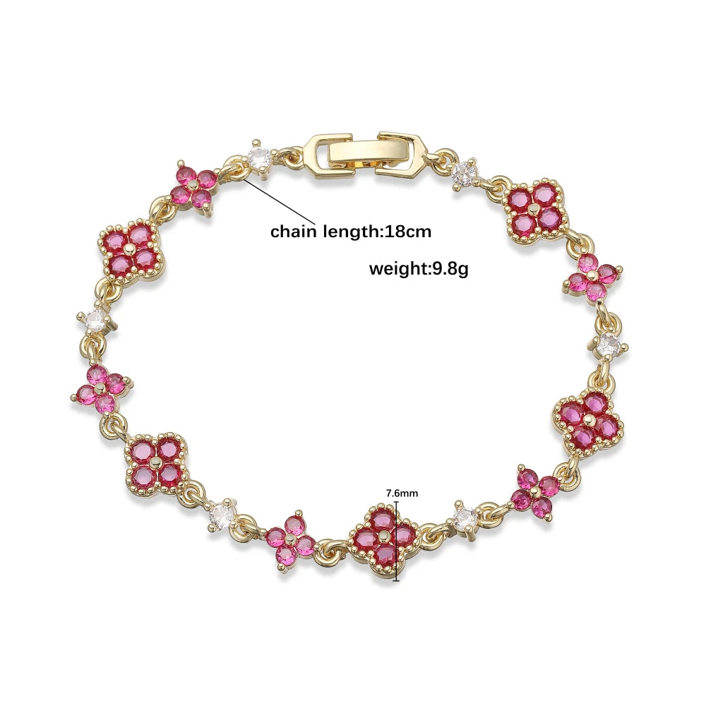 Clover CZ Stone Pendant Bracelet