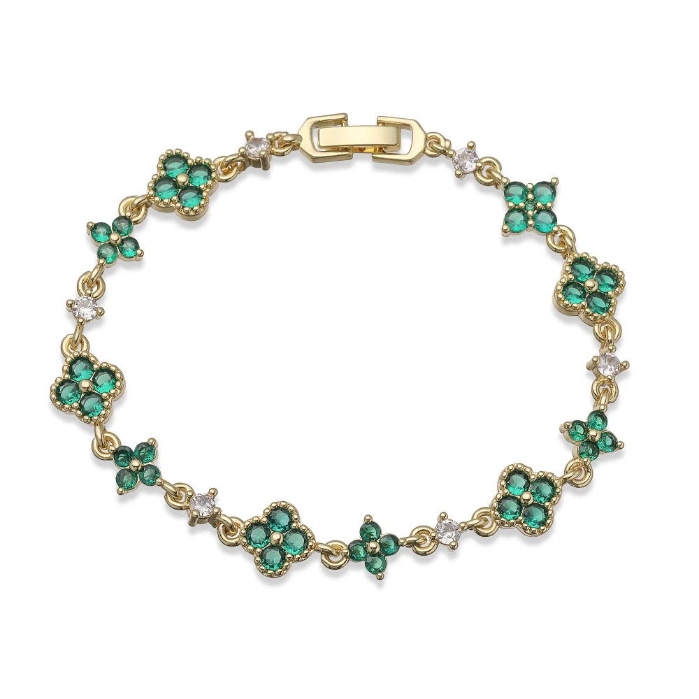 Clover CZ Stone Pendant Bracelet