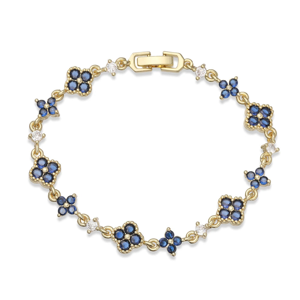 Clover CZ Stone Pendant Bracelet